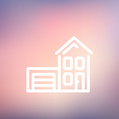 Image showing House with garage thin line icon