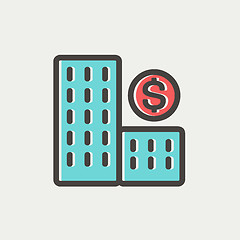 Image showing Money building thin line icon