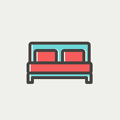 Image showing Double bed thin line icon