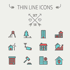Image showing Real Estate thin line icon set