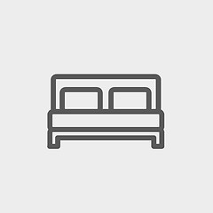 Image showing Double bed thin line icon