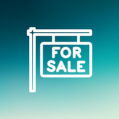 Image showing For sale placard thin line icon