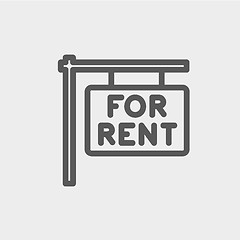 Image showing For rent placard thin line icon