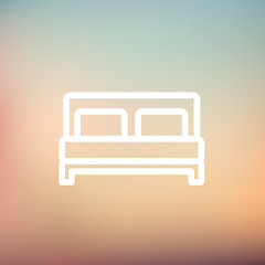 Image showing Double bed thin line icon