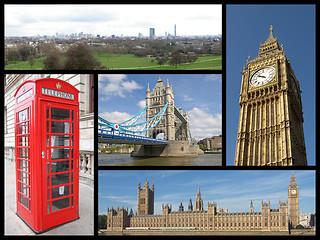 Image showing London landmarks collage