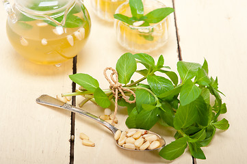 Image showing Arab traditional mint and pine nuts tea