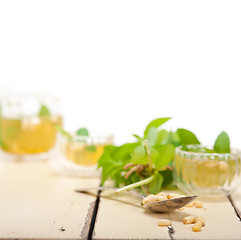 Image showing Arab traditional mint and pine nuts tea