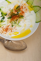 Image showing Arab middle east goat yogurt and cucumber salad 