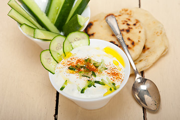 Image showing Arab middle east goat yogurt and cucumber salad 