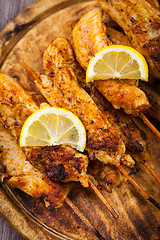 Image showing Grilled chicken skewers