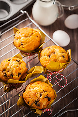 Image showing Homemade muffins with baking ingredients