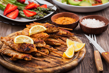 Image showing Grilled chicken skewers