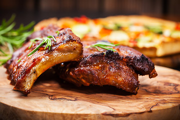 Image showing BBQ spare ribs with herbs