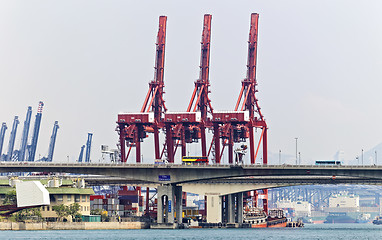 Image showing Containers at Hong Kong commercial port