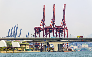 Image showing Containers at Hong Kong commercial port