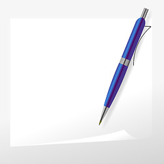 Image showing Blue Pen and Paper