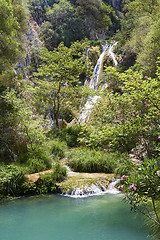 Image showing Natural waterfall and lake in Polilimnio area. Greece