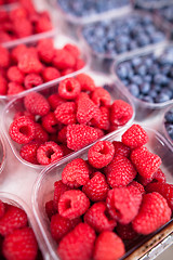 Image showing Raspberries and blueberries