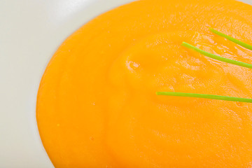 Image showing Delicious healthy pumpkin cream soup