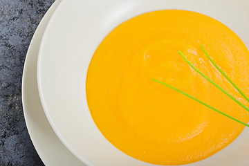 Image showing Delicious pumpkin cream soup