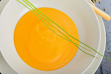 Image showing Orange pumpkin cream soup