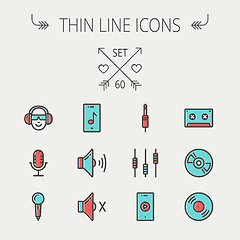 Image showing Music and entertainment thin line icon set