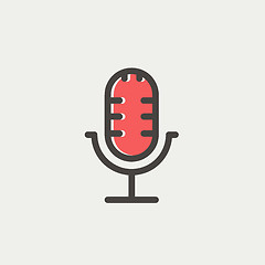 Image showing Retro microphone thin line icon