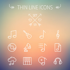 Image showing Music and entertainment thin line icon set