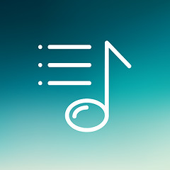 Image showing Musical note with bar thin line icon