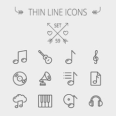 Image showing Music and entertainment thin line icon set