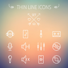 Image showing Music and entertainment thin line icon set