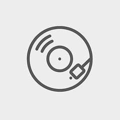 Image showing Phonograph turntable thin line icon