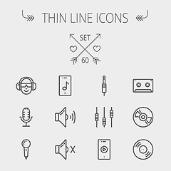 Image showing Music and entertainment thin line icon set