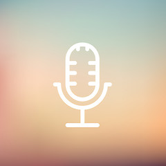 Image showing Retro microphone thin line icon