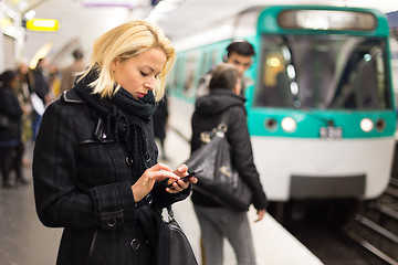 Image showing Woman on a subway station.