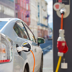 Image showing Electric Car in Charging Station.