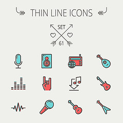 Image showing Music and entertainment thin line icon set