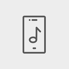 Image showing Phone with musical note thin line icon