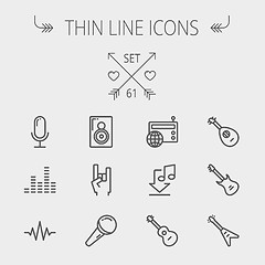 Image showing Music and entertainment thin line icon set