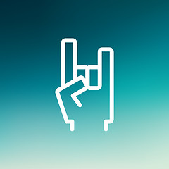 Image showing Rock hand thin line icon