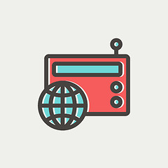 Image showing Vintage world radio thin line icon