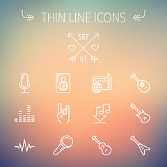 Image showing Music and entertainment thin line icon set