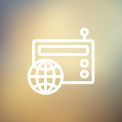 Image showing Vintage world radio thin line icon