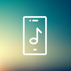 Image showing Phone with musical note thin line icon