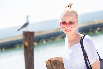 Image showing Woman on the beach in summertime.