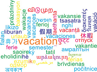 Image showing Vacation multilanguage wordcloud background concept