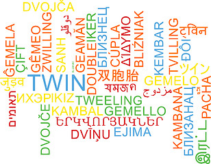 Image showing Twin multilanguage wordcloud background concept