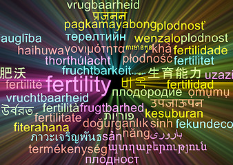Image showing Fertility multilanguage wordcloud background concept glowing