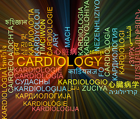 Image showing Cardiology multilanguage wordcloud background concept glowing