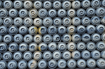 Image showing Wall of spray paint cans